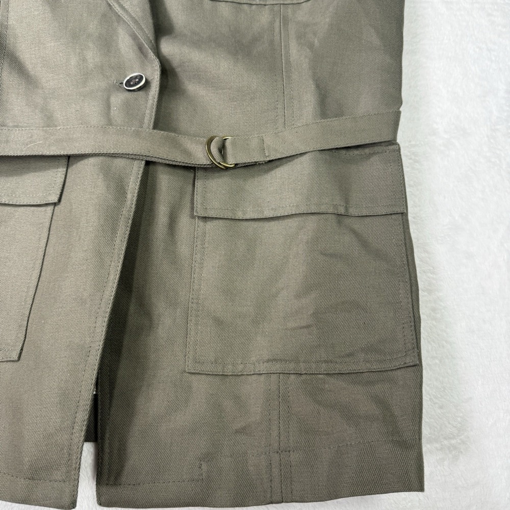 Banana Republic Olive Green Safari Travel Utility Vest Womens Size 14 Linen NWT - Picture 5 of 12